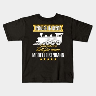 Rente Modelleisenbahn Opa Rentner Hobby Lokführer Kids T-Shirt